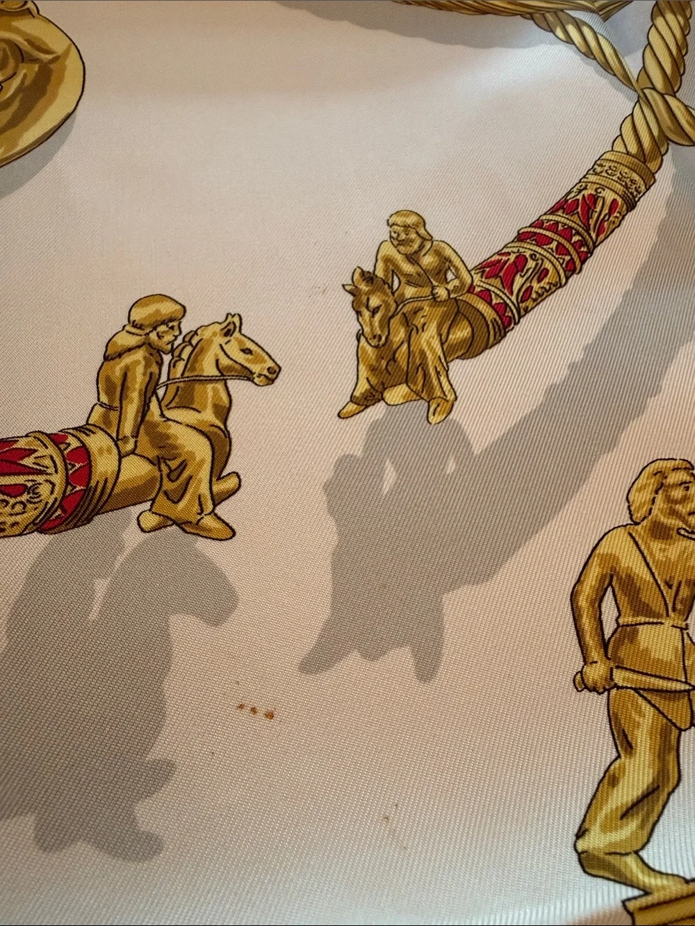 Hermes Gold and Cream Silk Scarf